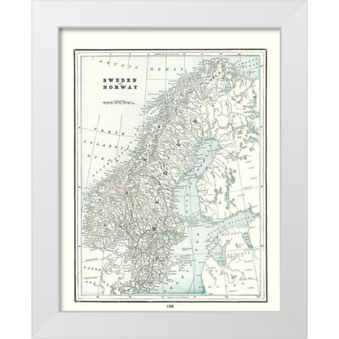 Sweden Norway - Rathbun 1893 White Modern Wood Framed Art Print by Rathbun