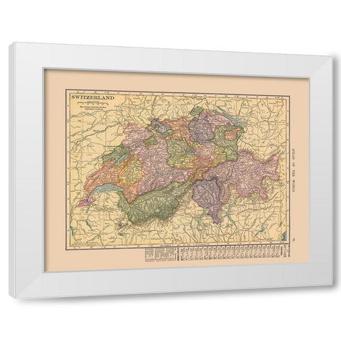 Switzerland - Hammond 1910 White Modern Wood Framed Art Print by Hammond