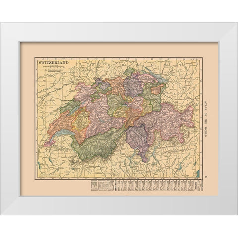 Switzerland - Hammond 1910 White Modern Wood Framed Art Print by Hammond