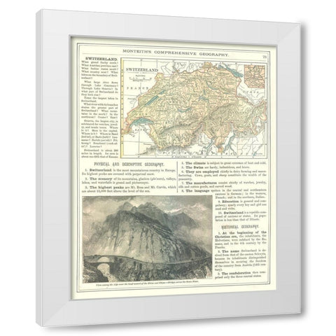 Switzerland - Monteith 1882 White Modern Wood Framed Art Print by Monteith