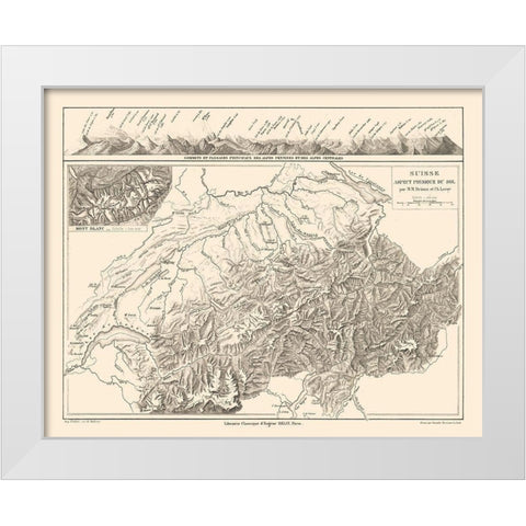 Physical Switzerland - Drioux 1882 White Modern Wood Framed Art Print by Drioux
