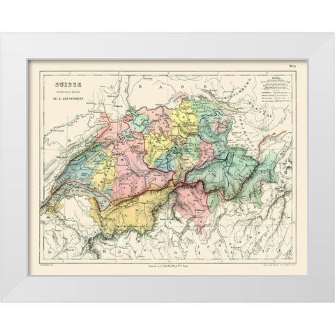 Switzerland - Cortambert 1880 White Modern Wood Framed Art Print by Cortambert