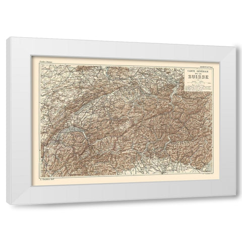 Switzerland - Swiss Guide 1917 White Modern Wood Framed Art Print by Swiss Guide
