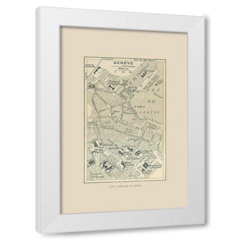 Geneva Switzerland Route Plan - Swiss Guide 1917 White Modern Wood Framed Art Print by Swiss Guide