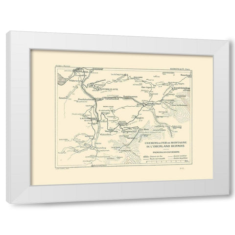 Bernese Highlands Railroads Switzerland White Modern Wood Framed Art Print by Swiss Guide