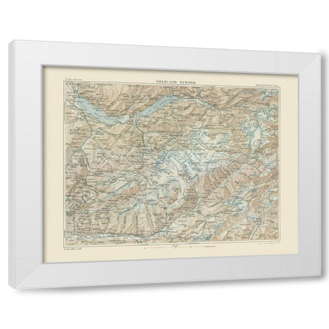Bernese Highlands Switzerland - Swiss Guide 1917 White Modern Wood Framed Art Print by Swiss Guide