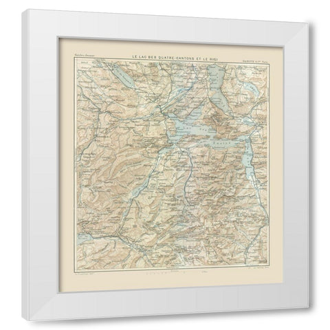 Lake Lucerne Rigi Switzerland - Swiss Guide 1917 White Modern Wood Framed Art Print by Swiss Guide