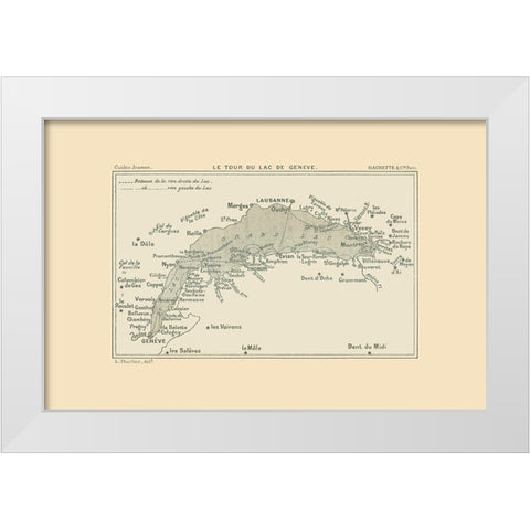 Geneva Lake Tour Switzerland - Swiss Guide 1917 White Modern Wood Framed Art Print by Swiss Guide