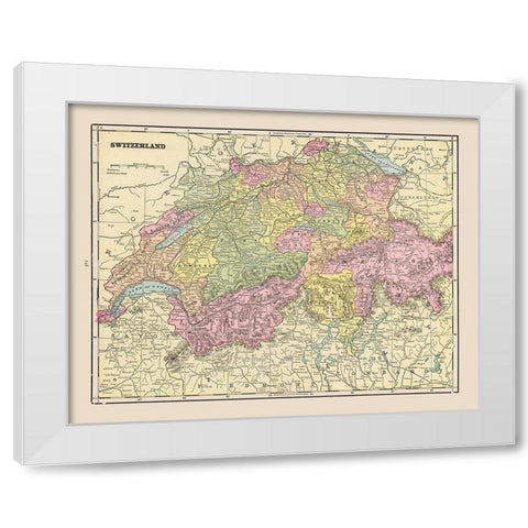 Switzerland - Cram 1892 White Modern Wood Framed Art Print by Cram
