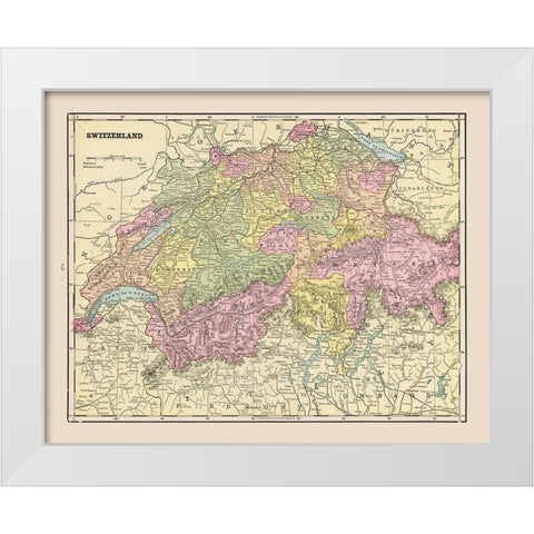 Switzerland - Cram 1892 White Modern Wood Framed Art Print by Cram