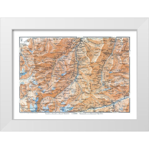 Southeastern Switzerland - Baedeker 1921 White Modern Wood Framed Art Print by Baedeker