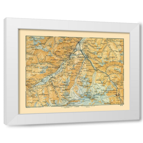 Val Roseg Region Switzerland - Baedeker 1921 White Modern Wood Framed Art Print by Baedeker