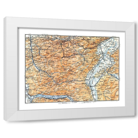 St Gallen Region Switzerland - Baedeker 1921 White Modern Wood Framed Art Print by Baedeker