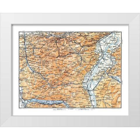 St Gallen Region Switzerland - Baedeker 1921 White Modern Wood Framed Art Print by Baedeker