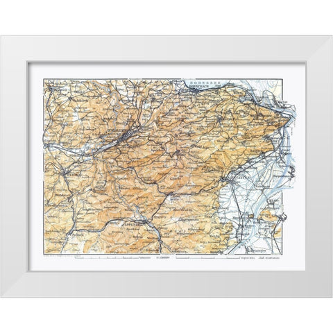 Northeastern Switzerland - Baedeker 1921 White Modern Wood Framed Art Print by Baedeker