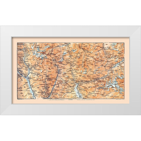 Southeast Switzerland - Baedeker 1921 White Modern Wood Framed Art Print by Baedeker