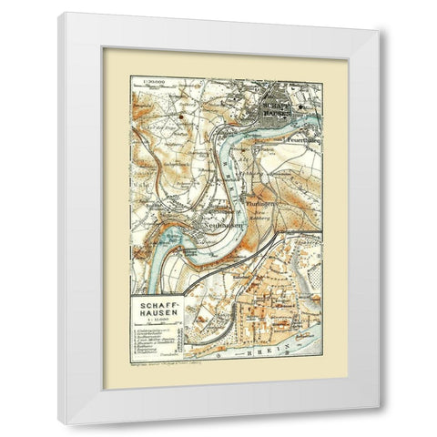 Schaffhausen Switzerland - Baedeker 1921 White Modern Wood Framed Art Print by Baedeker