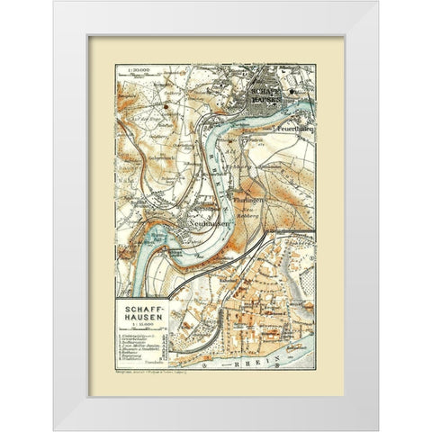 Schaffhausen Switzerland - Baedeker 1921 White Modern Wood Framed Art Print by Baedeker