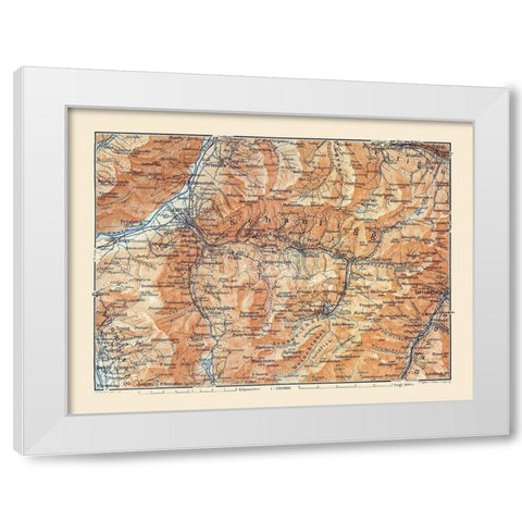 Schanfigg Region Switzerland - Baedeker 1921 White Modern Wood Framed Art Print by Baedeker