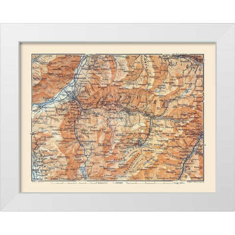 Schanfigg Region Switzerland - Baedeker 1921 White Modern Wood Framed Art Print by Baedeker