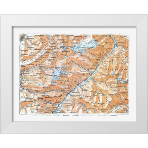 Engadin Region Switzerland - Baedeker 1921 White Modern Wood Framed Art Print by Baedeker