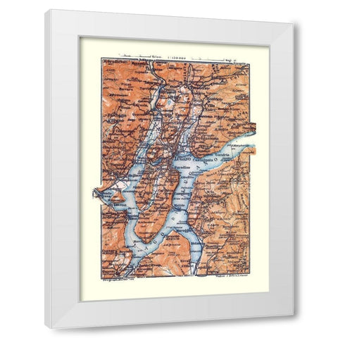 Lugano Switzerland - Baedeker 1921 White Modern Wood Framed Art Print by Baedeker