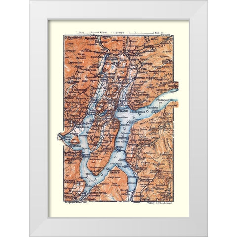 Lugano Switzerland - Baedeker 1921 White Modern Wood Framed Art Print by Baedeker