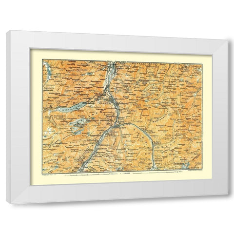 Glarus Region Switzerland - Baedeker 1921 White Modern Wood Framed Art Print by Baedeker