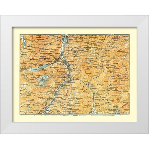 Glarus Region Switzerland - Baedeker 1921 White Modern Wood Framed Art Print by Baedeker