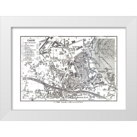 Chur Switzerland - Baedeker 1921 White Modern Wood Framed Art Print by Baedeker