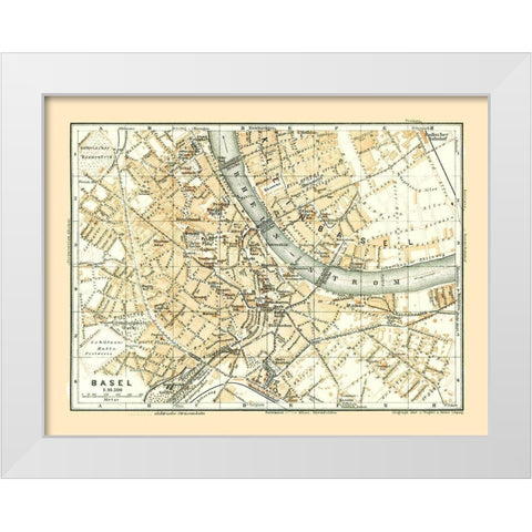 Basel Switzerland - Baedeker 1921 White Modern Wood Framed Art Print by Baedeker