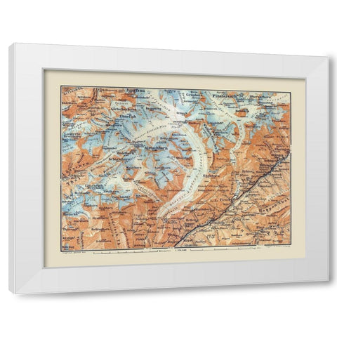 Aletschhorn Region Switzerland - Baedeker 1921 White Modern Wood Framed Art Print by Baedeker