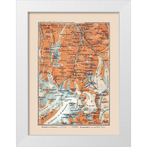 Arolla Region Switzerland - Baedeker 1921 White Modern Wood Framed Art Print by Baedeker