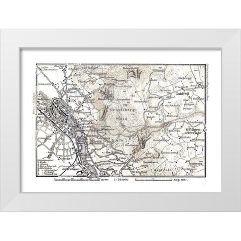 Thun Region Switzerland - Baedeker 1921 White Modern Wood Framed Art Print by Baedeker