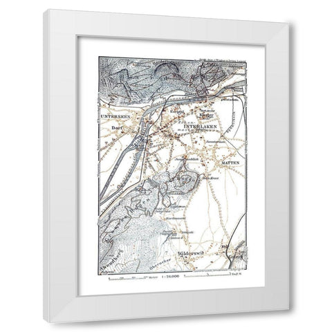 Interlaken Region Switzerland - Baedeker 1921 White Modern Wood Framed Art Print by Baedeker