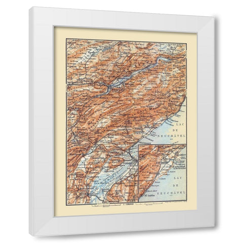 Fleurier Region Switzerland - Baedeker 1921 White Modern Wood Framed Art Print by Baedeker