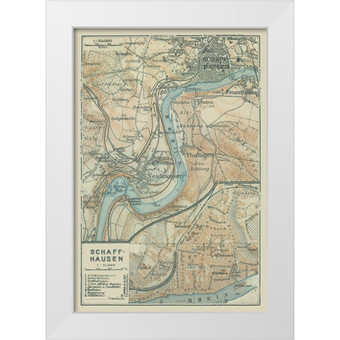 Schaffhausen Switzerland - Baedeker 1914 White Modern Wood Framed Art Print by Baedeker