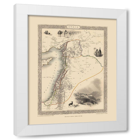 Middle East Syria - Tallis 1851 White Modern Wood Framed Art Print by Tallis