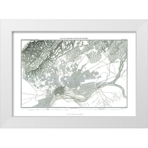 Battle of Talavera, Field Plan - Thiers 1866 White Modern Wood Framed Art Print by Unknown