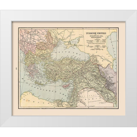 Turkish Empire - Cram 1888 White Modern Wood Framed Art Print by Cram