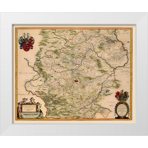 Thuringia State Germany - Blaeu 1635 White Modern Wood Framed Art Print by Blaeu