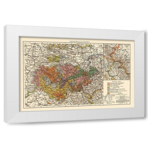 Thuringen State Germany - Andree 1895 White Modern Wood Framed Art Print by Andree