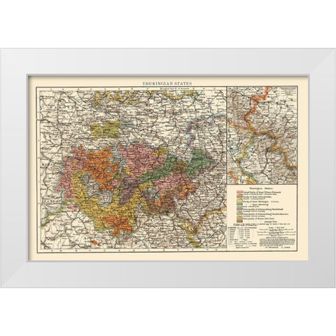 Thuringen State Germany - Andree 1895 White Modern Wood Framed Art Print by Andree