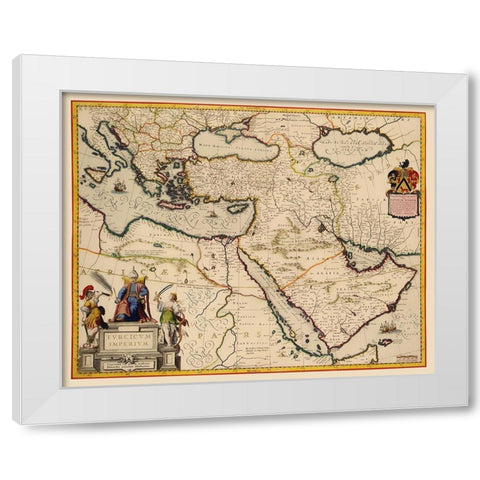 Turkish Empire - Blaeu 1635 White Modern Wood Framed Art Print by Blaeu