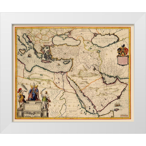 Turkish Empire - Blaeu 1635 White Modern Wood Framed Art Print by Blaeu