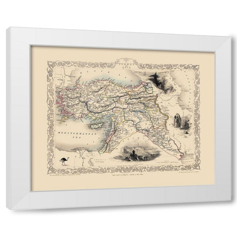 Asia Turkey - Tallis 1851 White Modern Wood Framed Art Print by Tallis