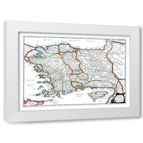 Turkey - Sanson 1641 White Modern Wood Framed Art Print by Sanson