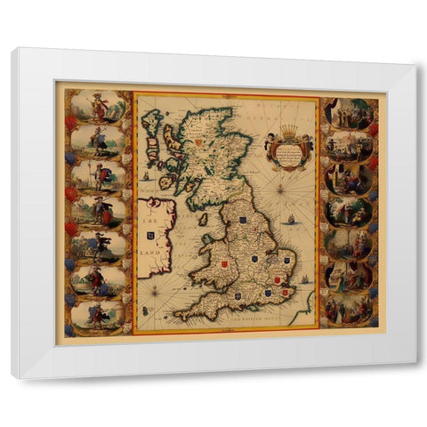 England Scotland Wales - Blaeu 1645 White Modern Wood Framed Art Print by Blaeu