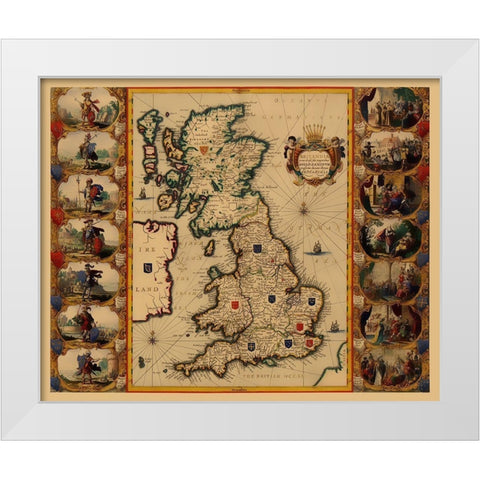 England Scotland Wales - Blaeu 1645 White Modern Wood Framed Art Print by Blaeu