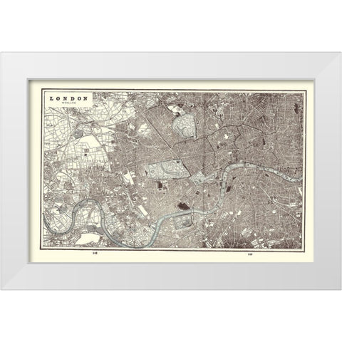London England - Rathbun 1893 White Modern Wood Framed Art Print by Rathbun